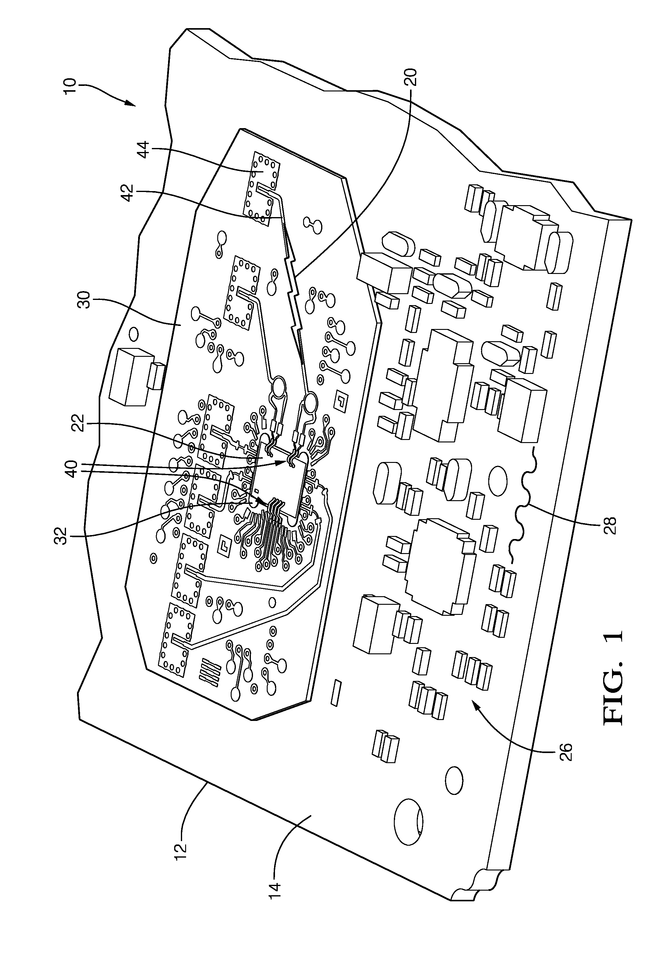 Circuit board assembly with high and low frequency substrates