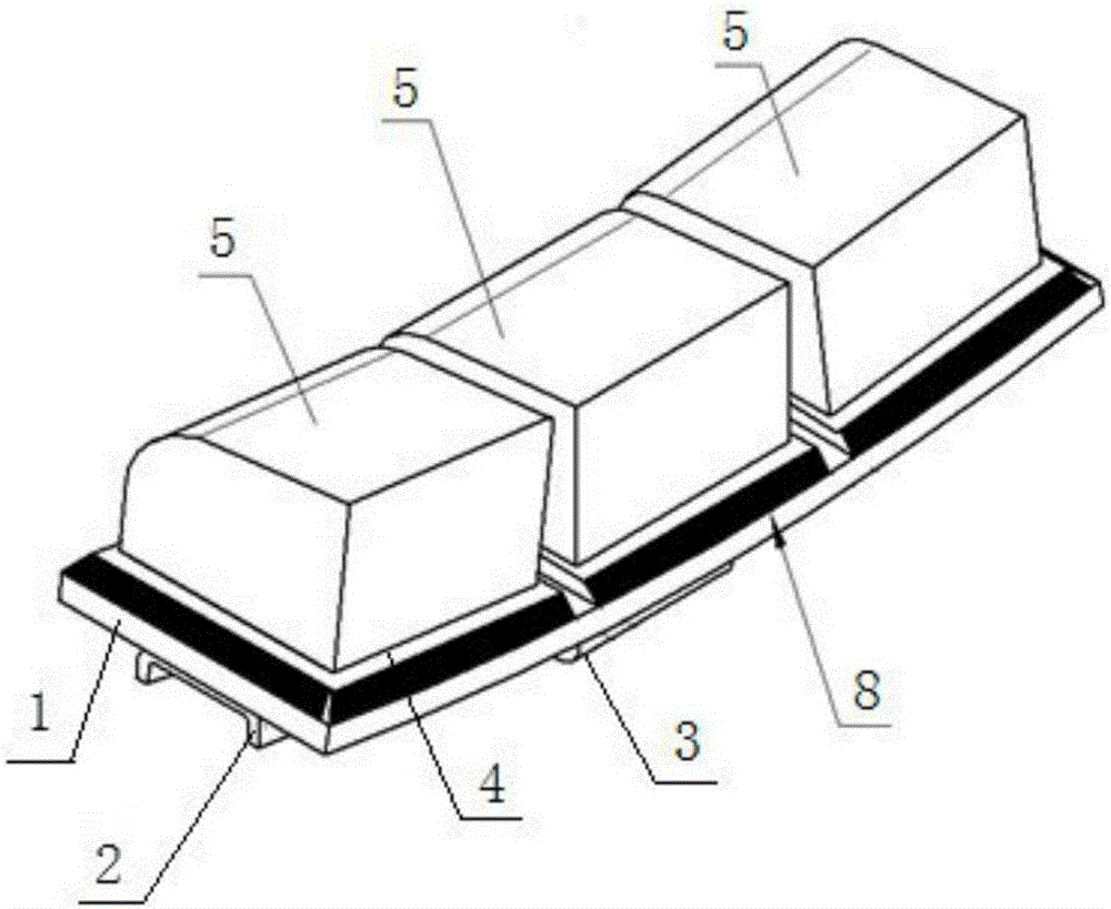 Double-tile-back structured brake shoe and manufacturing process thereof