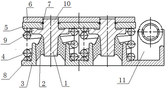 A long-travel constant contact elastic side bearing and vibration reduction method for railway freight cars