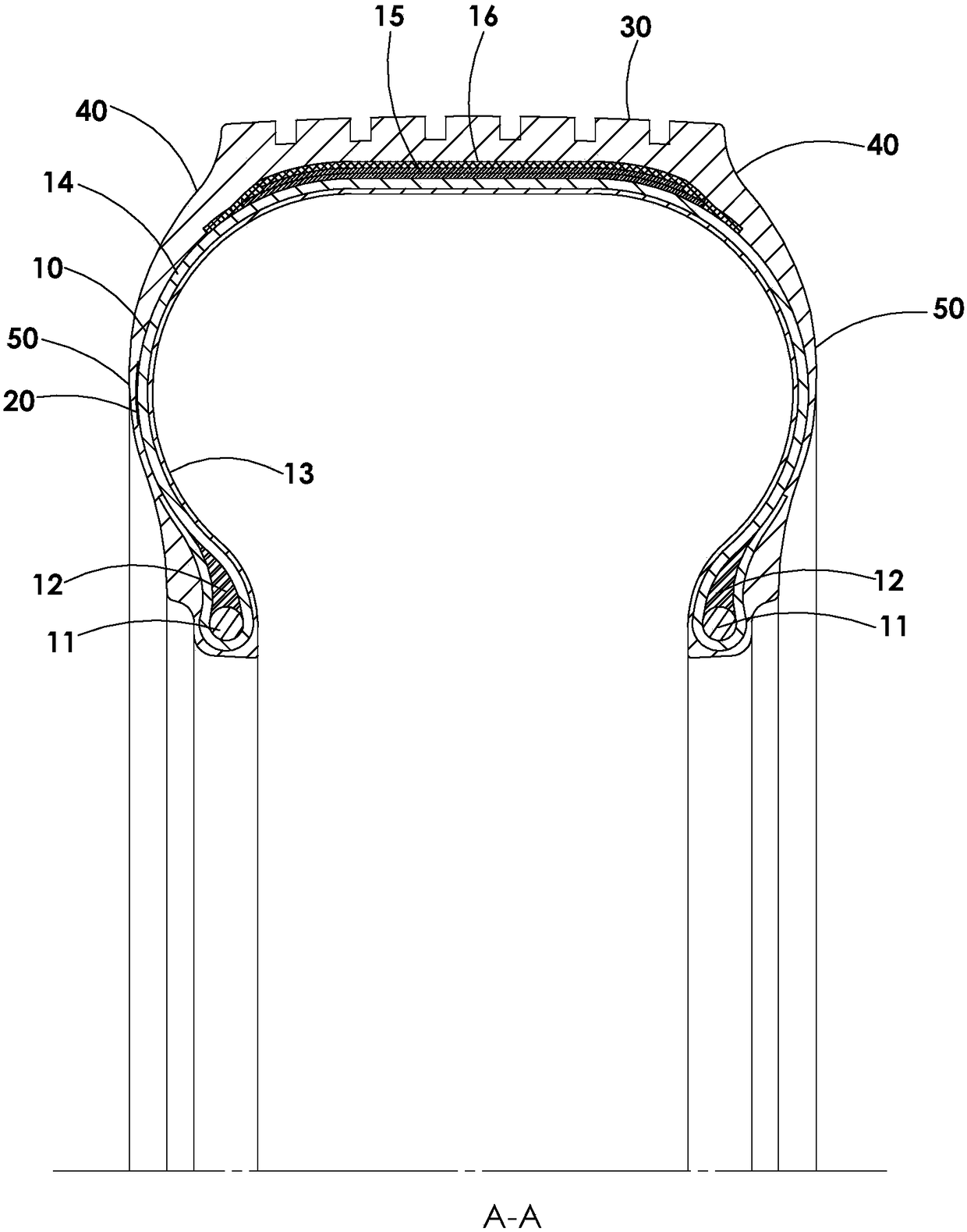 Long-distance radio frequency electronic identification structure for tires