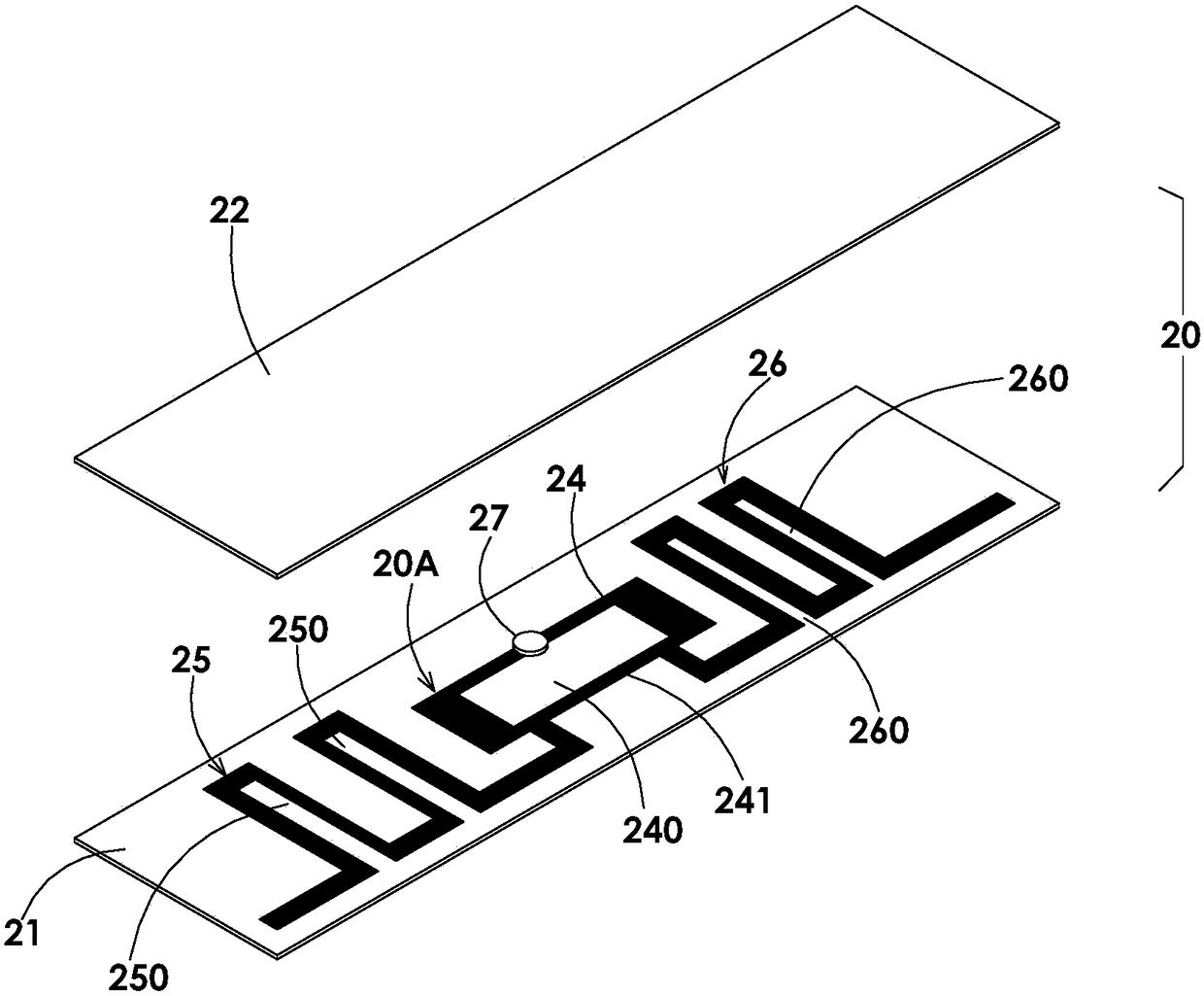 Long-distance radio frequency electronic identification structure for tires