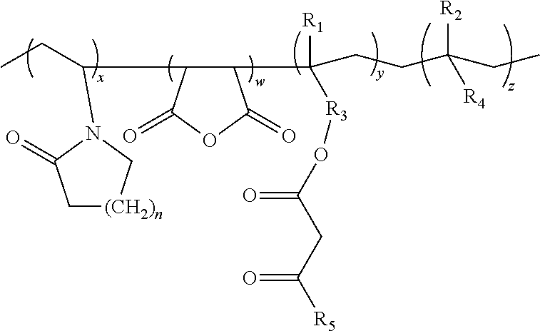 Lactamic polymer containing an acetoacetate moiety