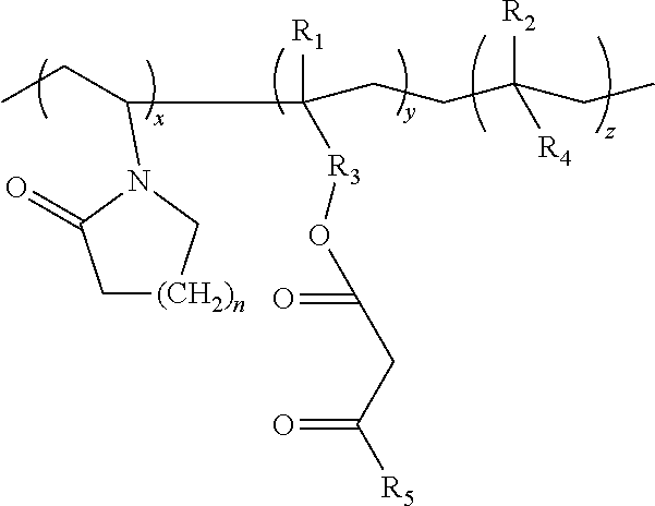 Lactamic polymer containing an acetoacetate moiety