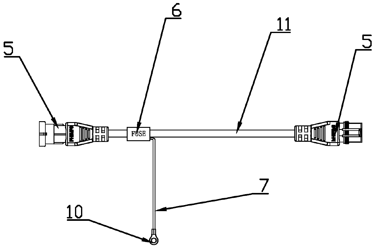 Y-shaped electrical connector used between tractor and trailer and power taking method thereof