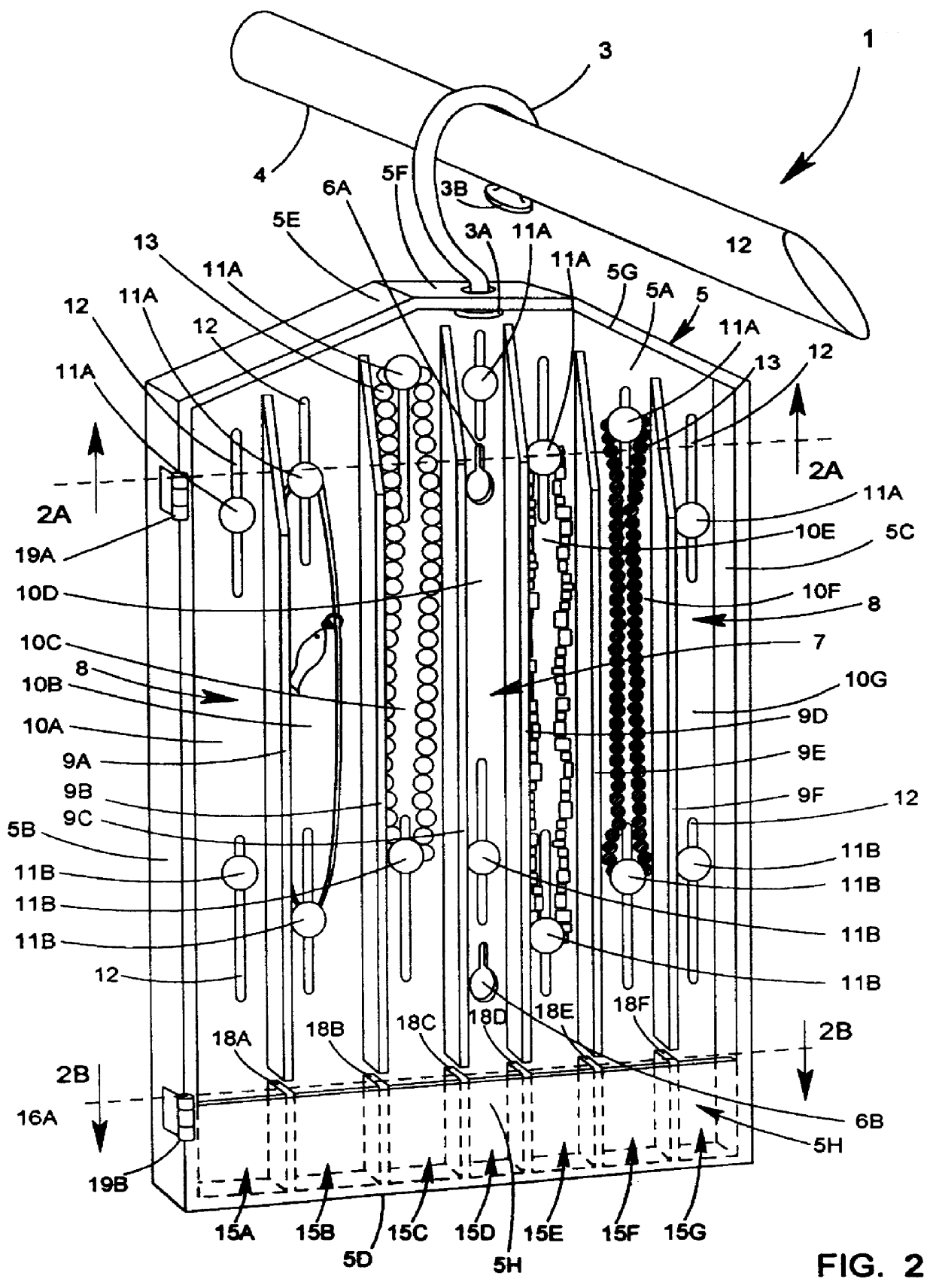 Garment-concealable jewelry case having parallel-running compartments and integrated jewelry trays for storing and organizing jewelry