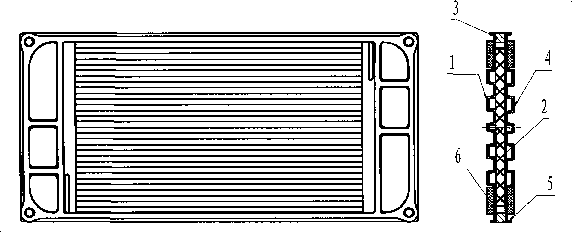 Metallic bipolar plate shaped by sheet-metal press working