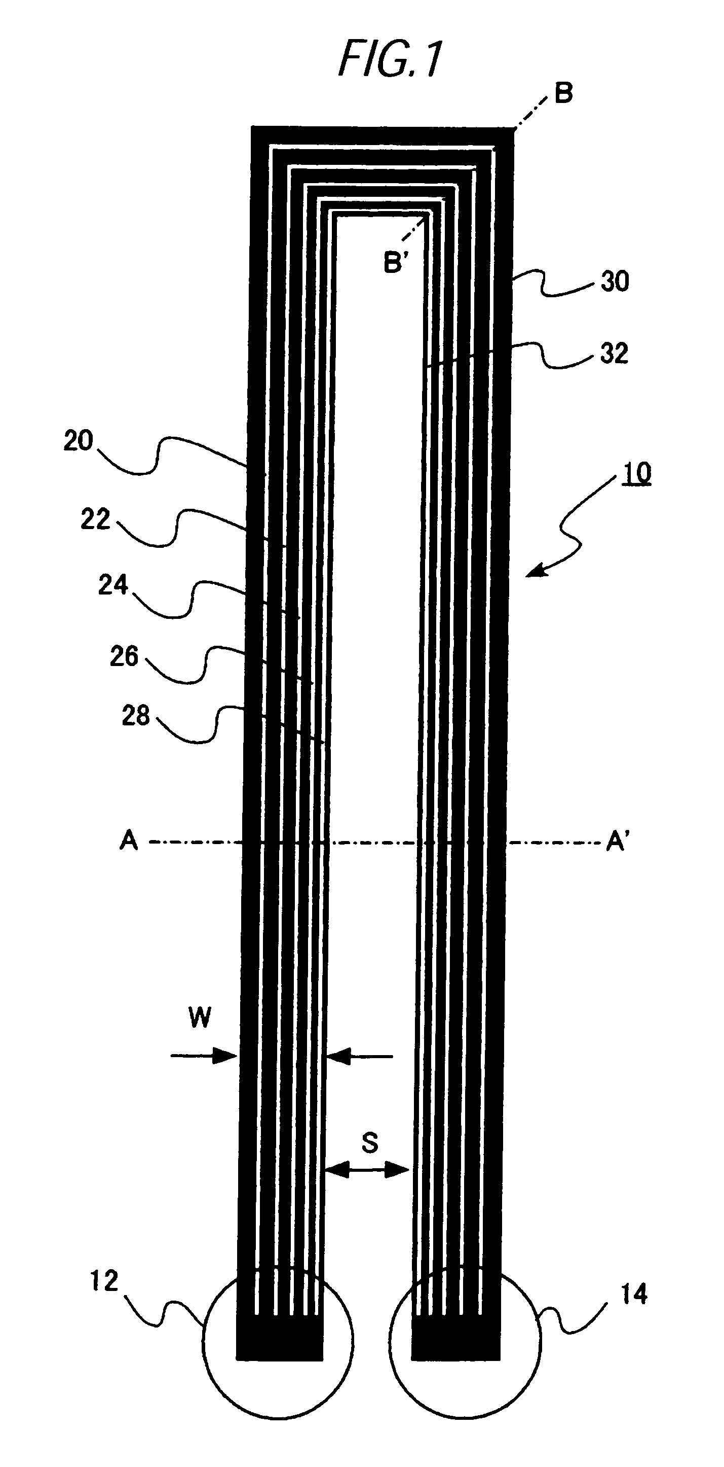 Resonator comprised of a bent conductor line with slits therein and a filter formed therefrom