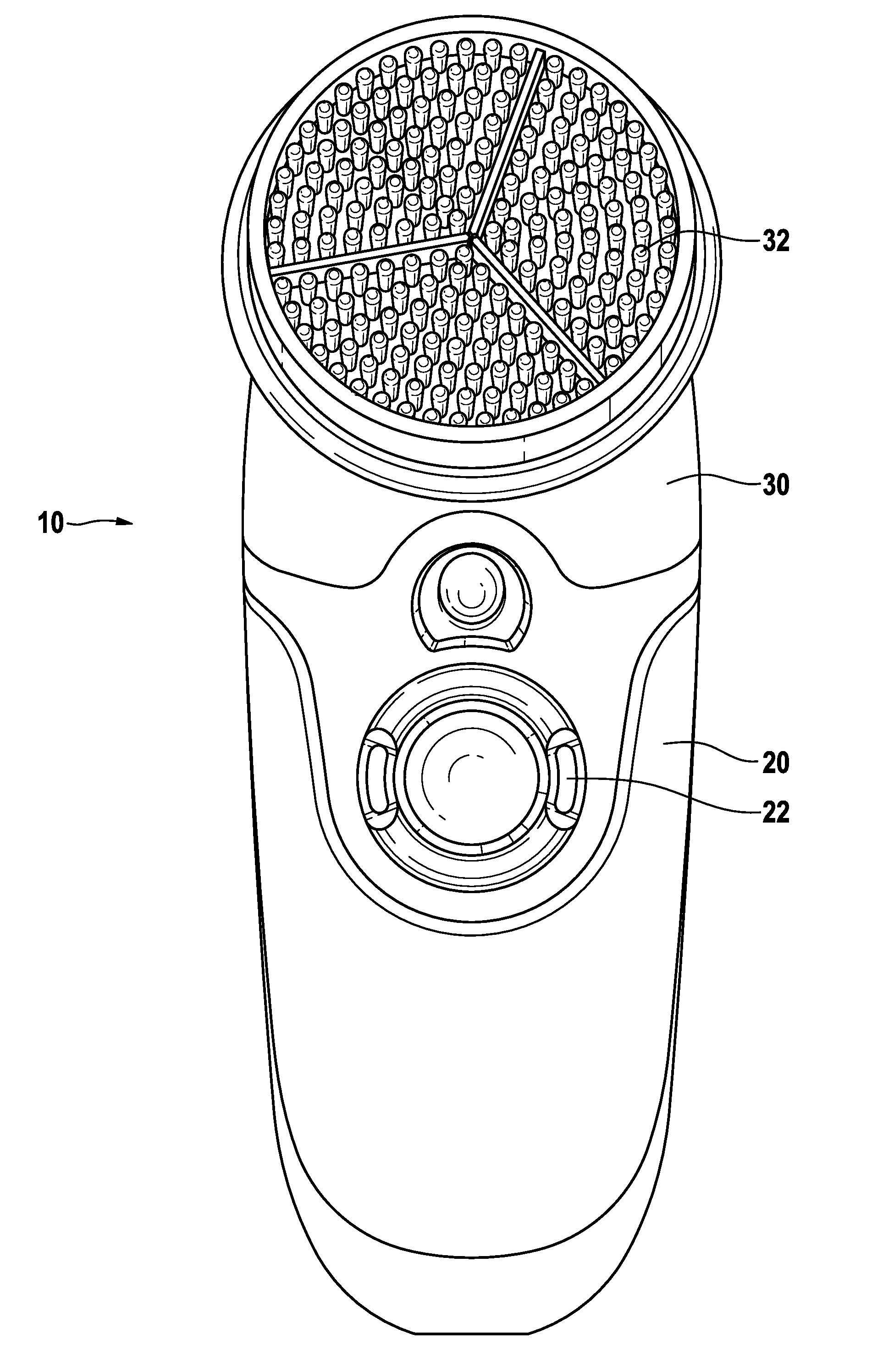 Skin treatment device and implement