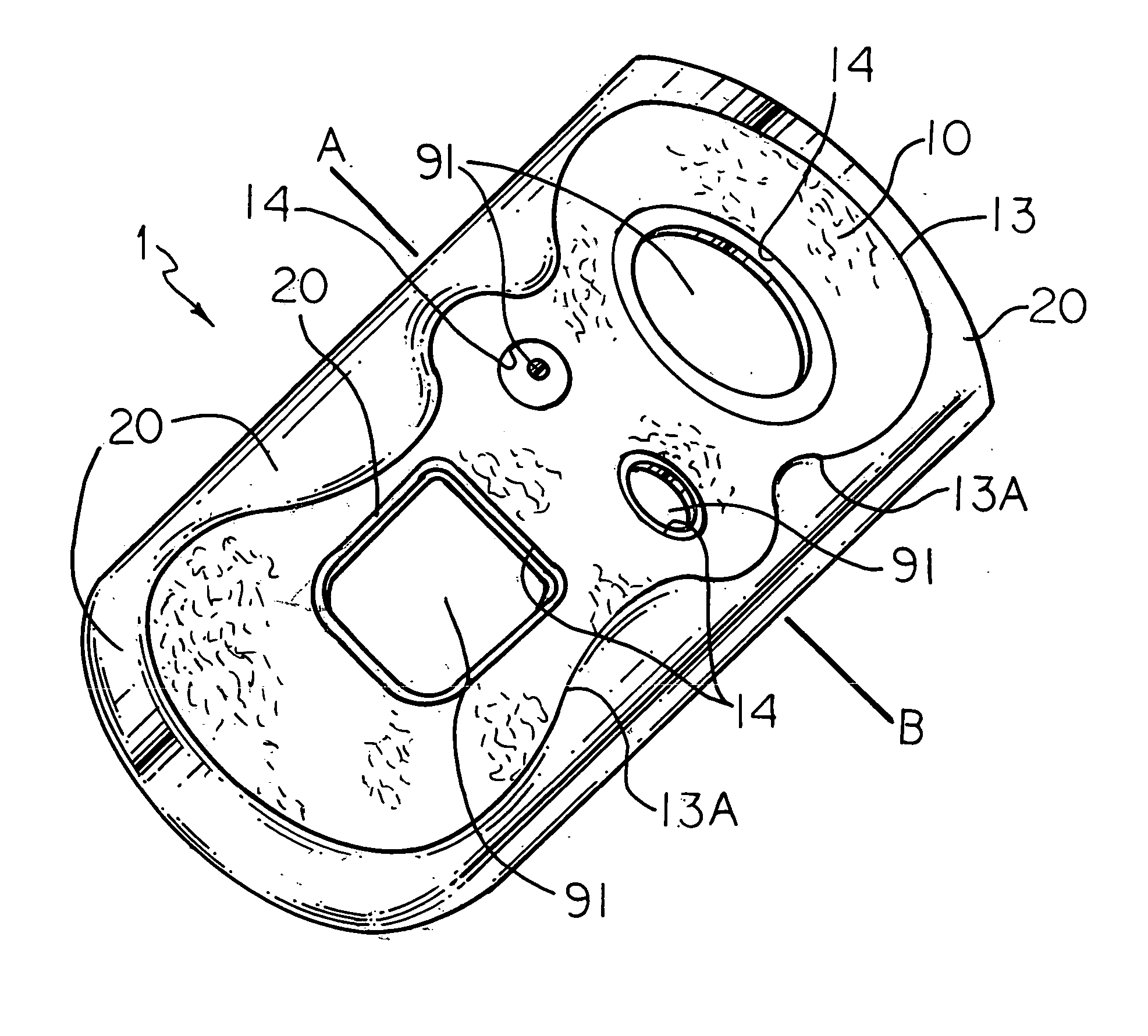 Molded parts with discontinuous fabric surface areas and processes for their production