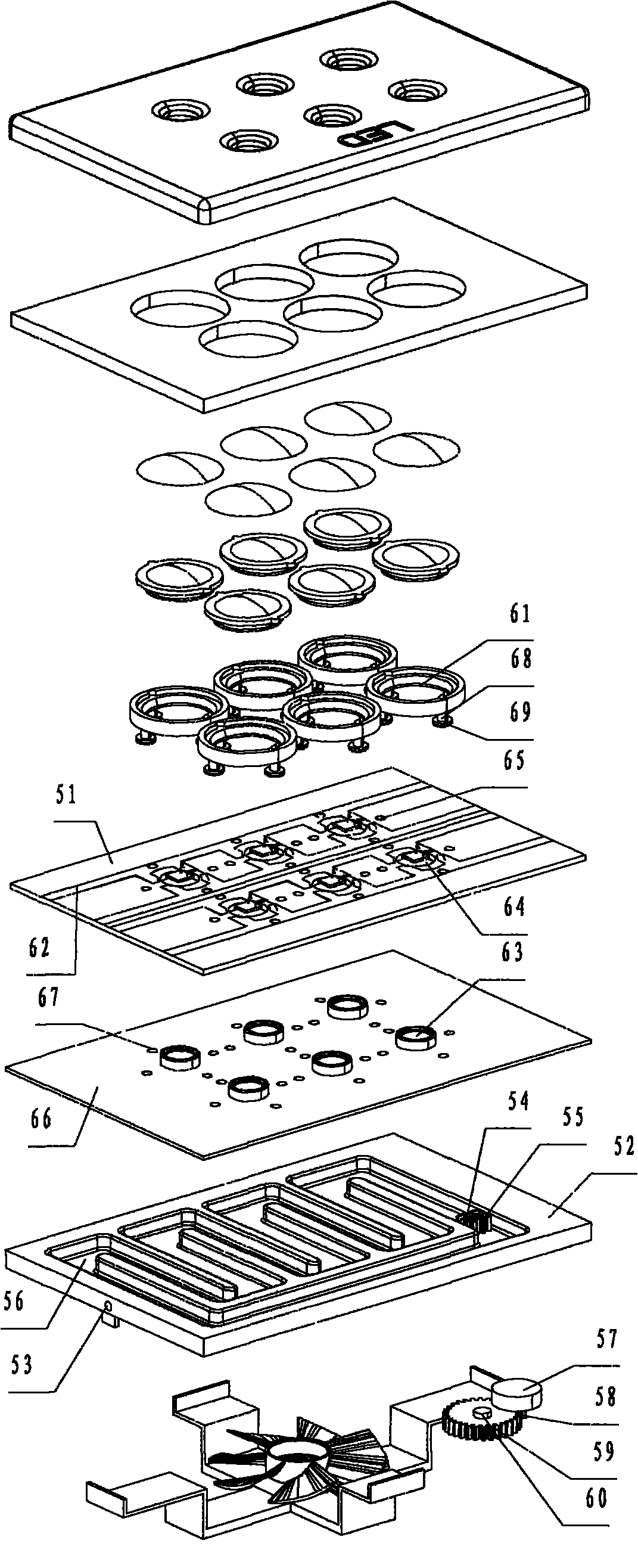 LED (Light Emitting Diode) integrated structure with cooler