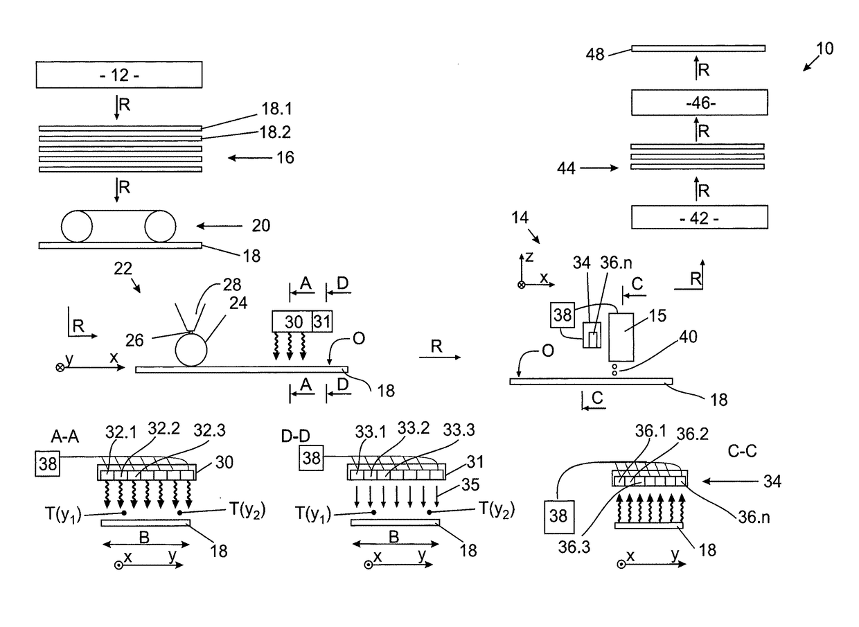 Engineered wood board production installation and method for producing an engineered wood board