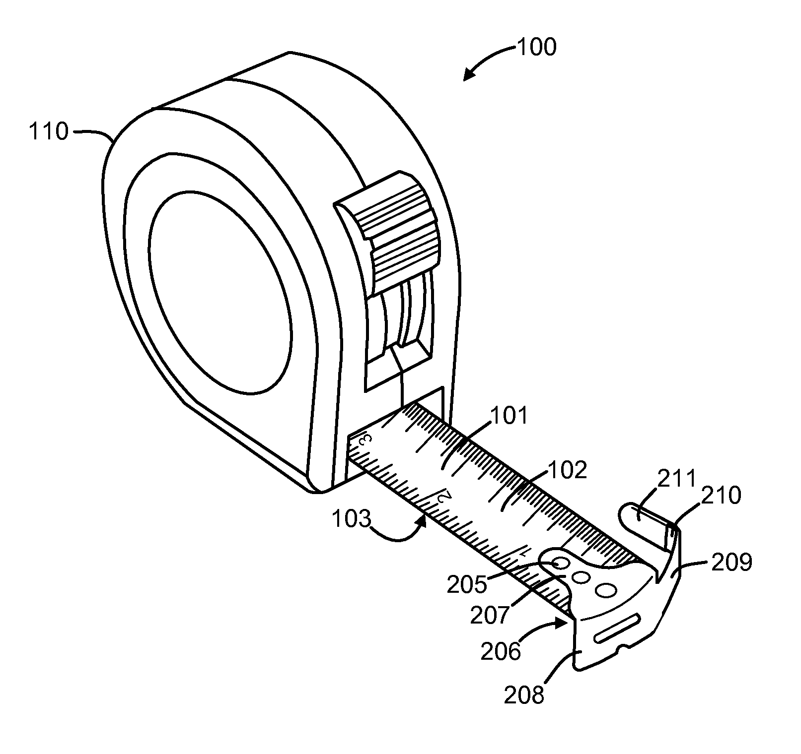 Tape measure endpiece