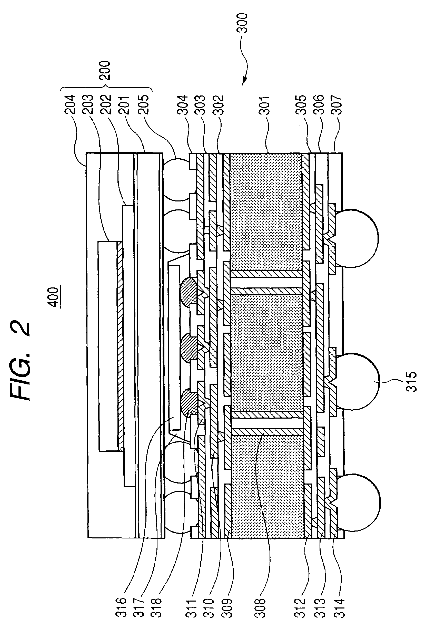 Laminated semiconductor package