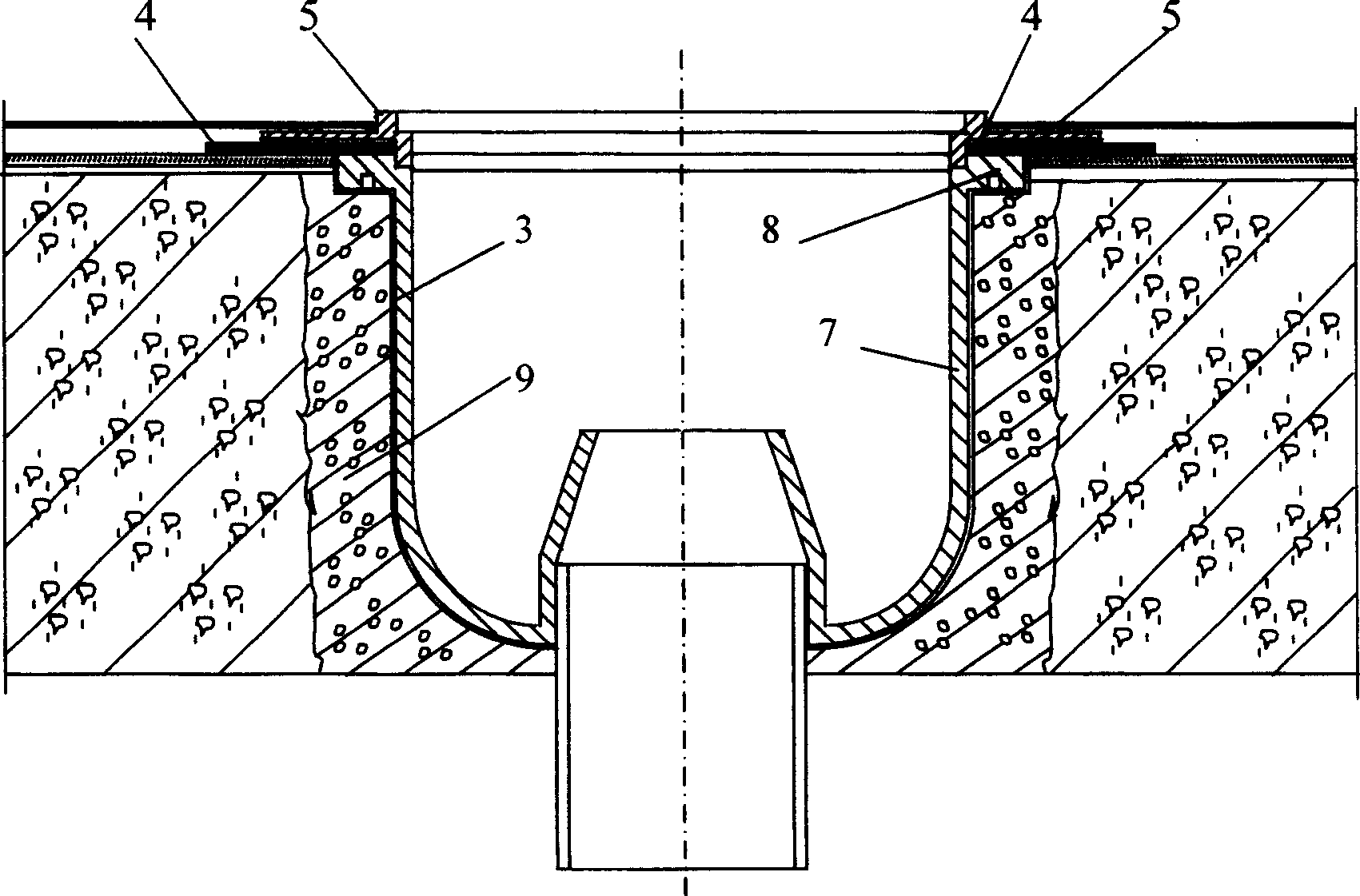 Pipeline and floor joint position water proof construction method