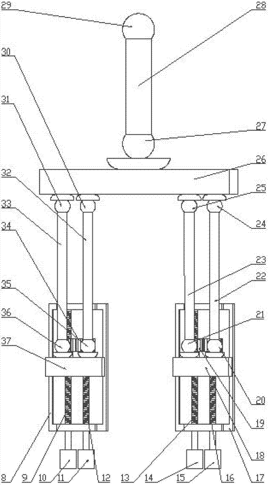 Parallel connection type six-dimensional output and thirty-two input redundancy fault-tolerant drive simulator