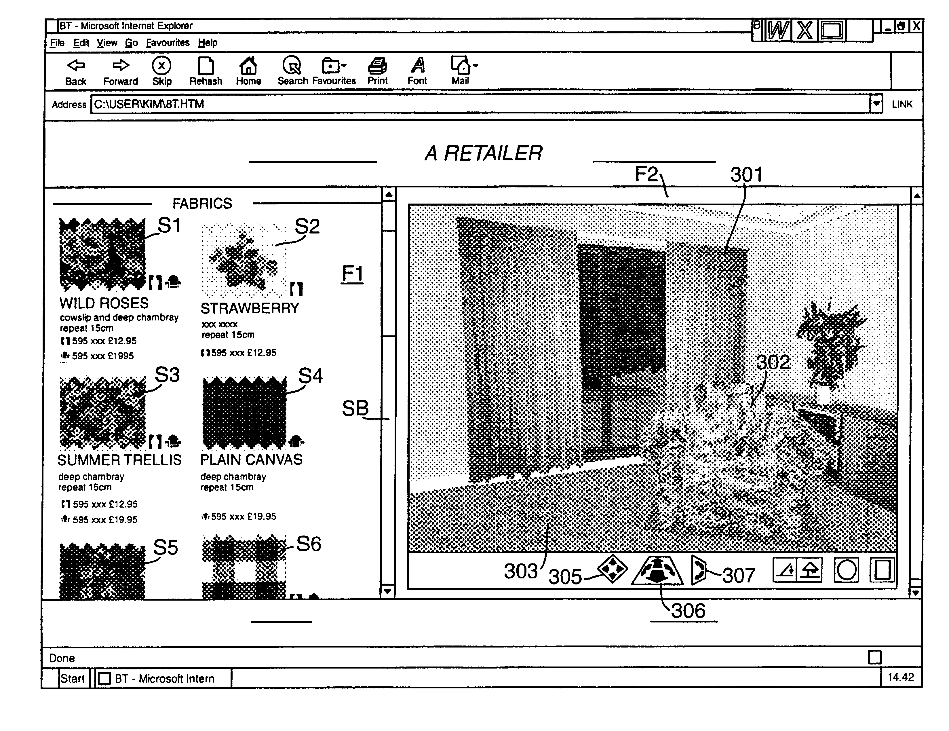 Display terminal user interface with ability to select remotely stored surface finish for mapping onto displayed 3-D surface