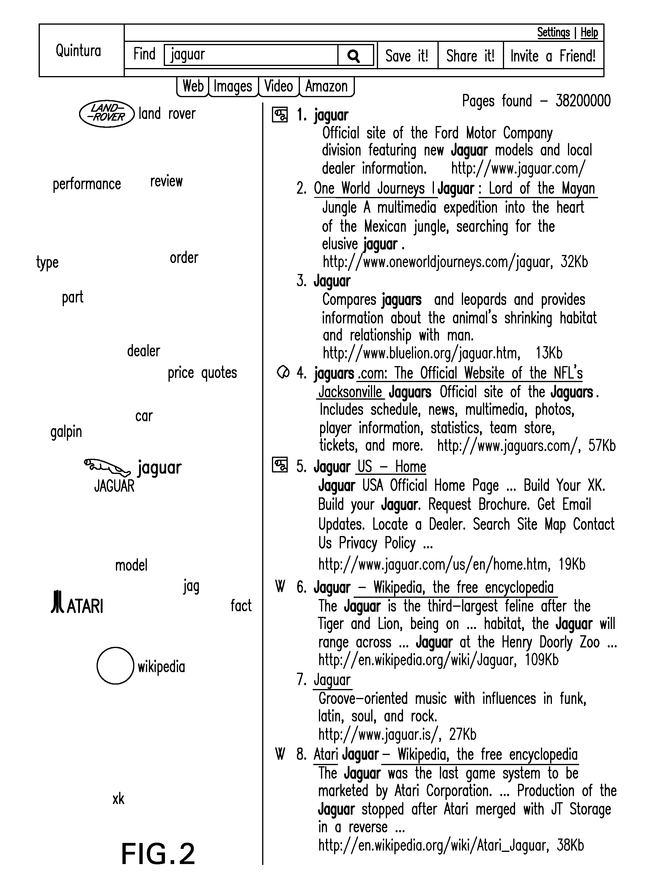 Search engine graphical interface using maps of search terms and images