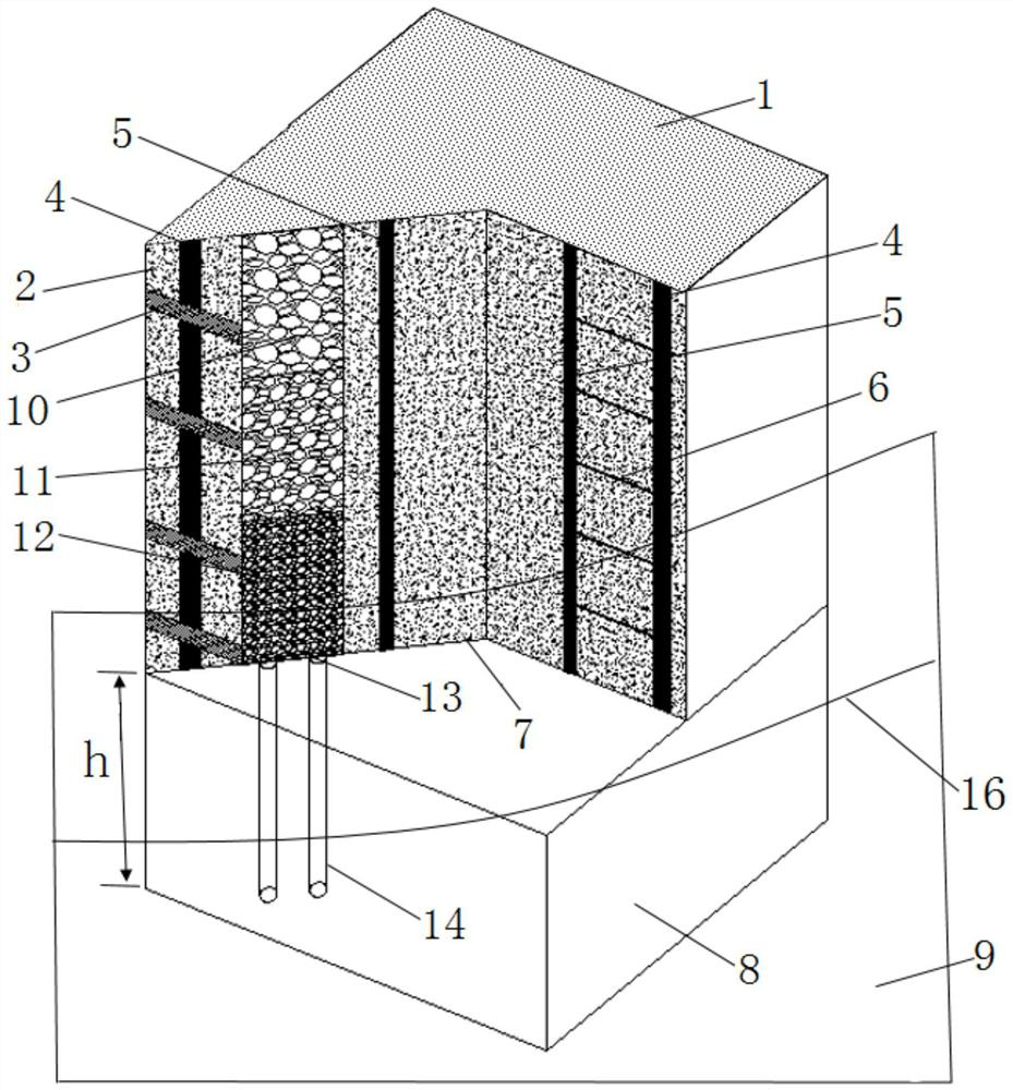 An anti-slide pile structure with multi-area joint drainage function and its construction method