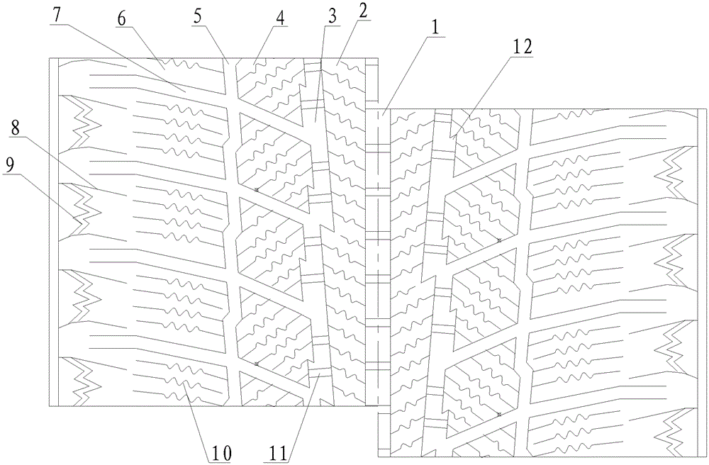 Car radial tire tread pattern