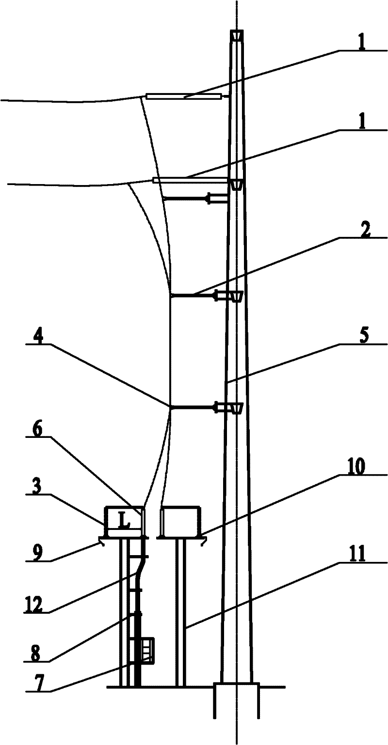 Tower arrangement structure at cable terminal