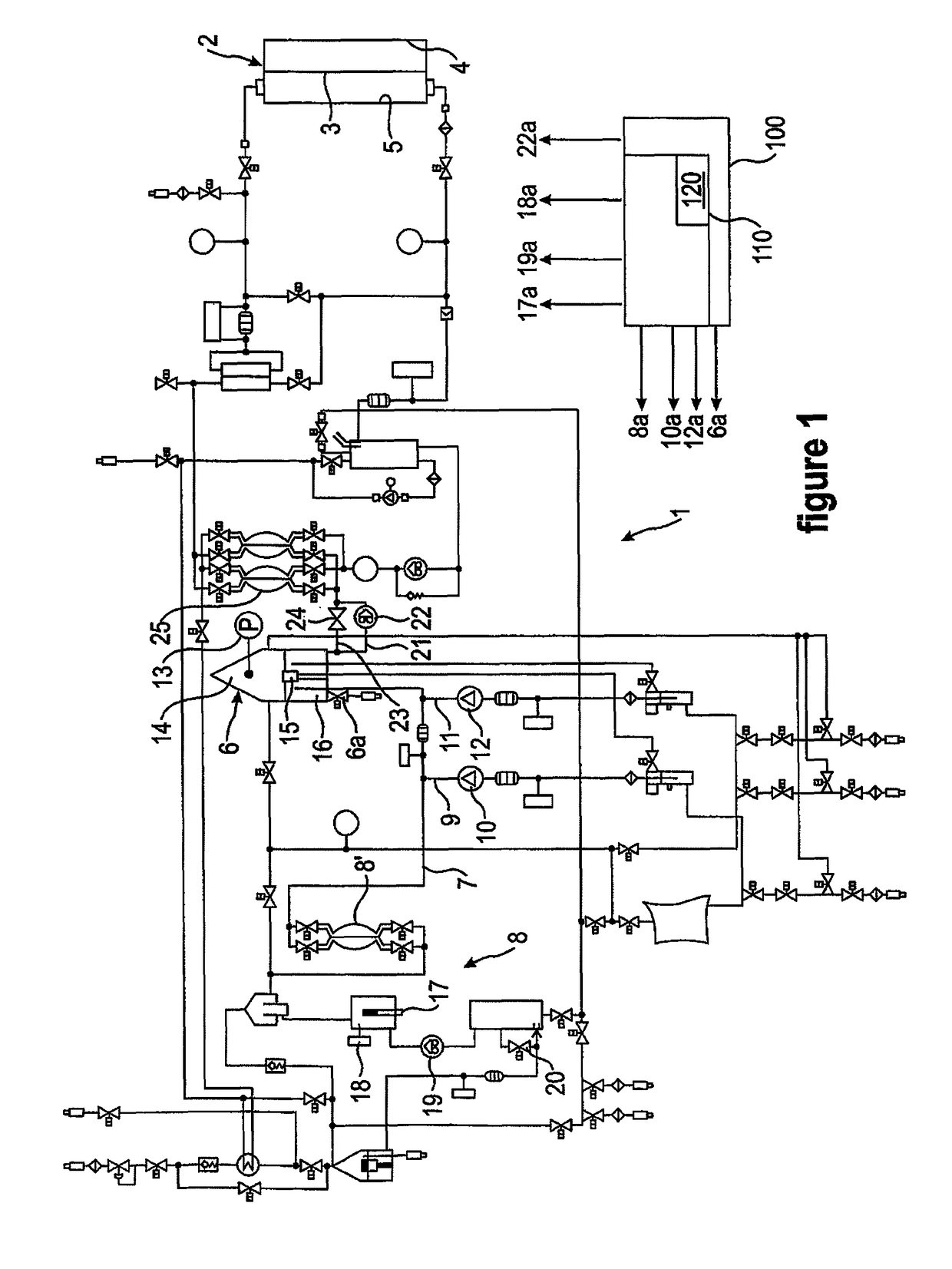 Method and device for determining at least one operating parameter of a device for extracorporeal blood treatment as a function of absolute pressure; the device for extracorporeal blood treatment