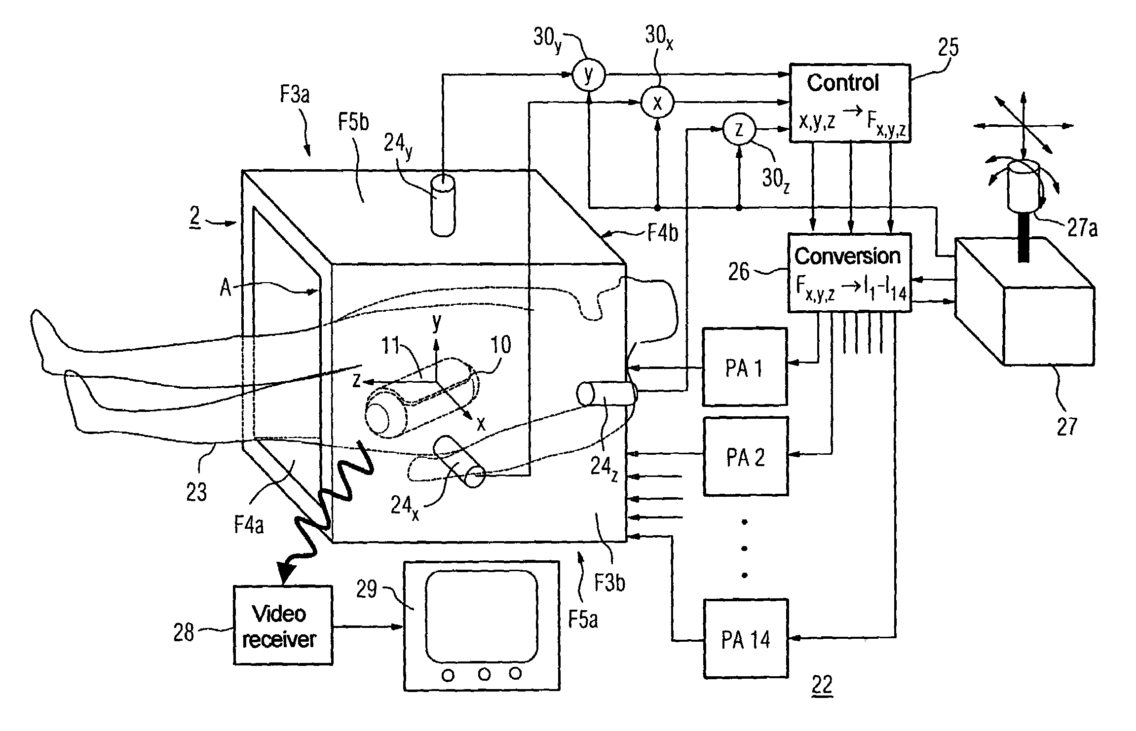 Magnetically navigable device with associated magnetic element