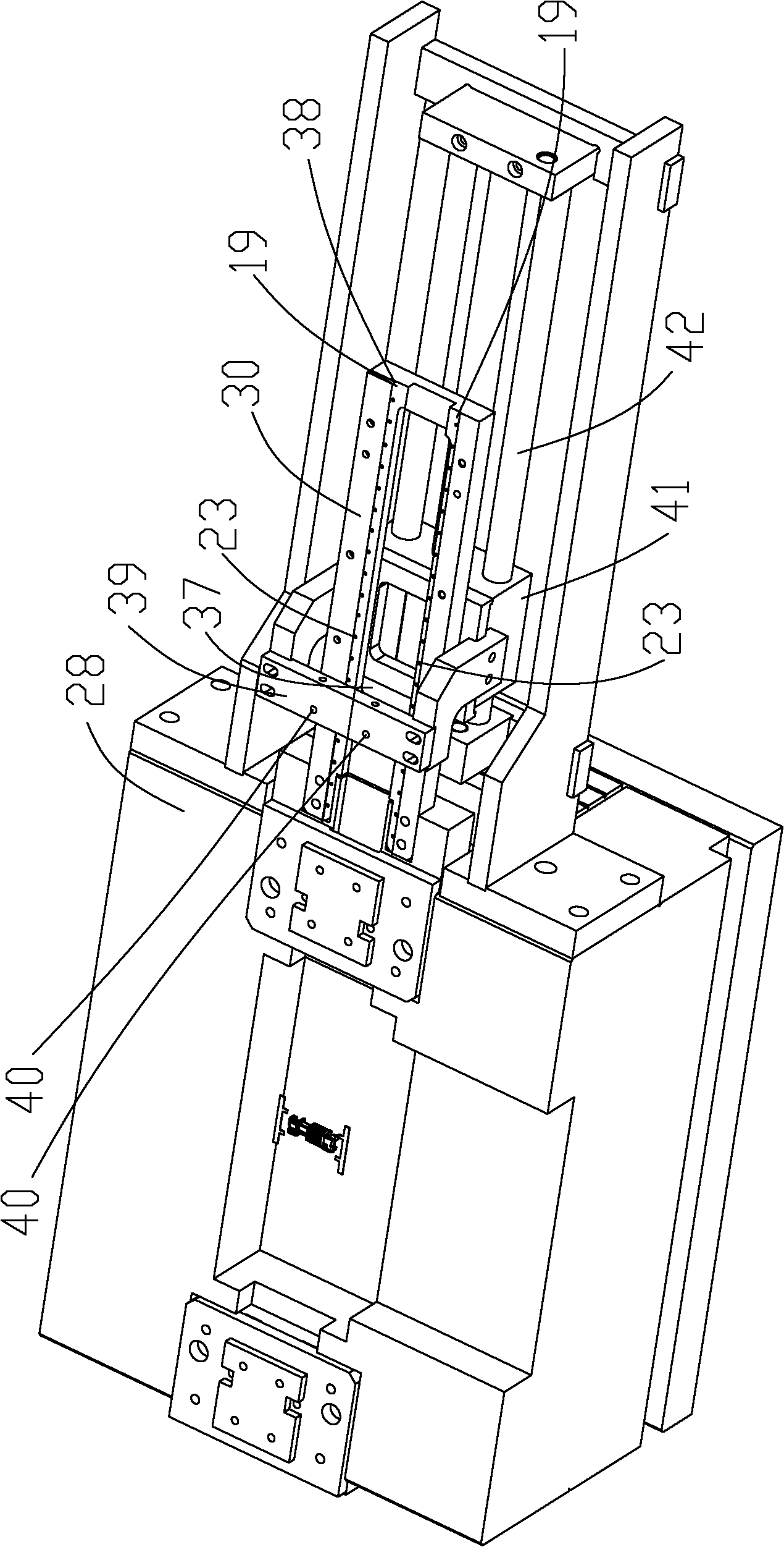 Vertical injection molding, punch forming and tin soldering system for production using terminal material strips