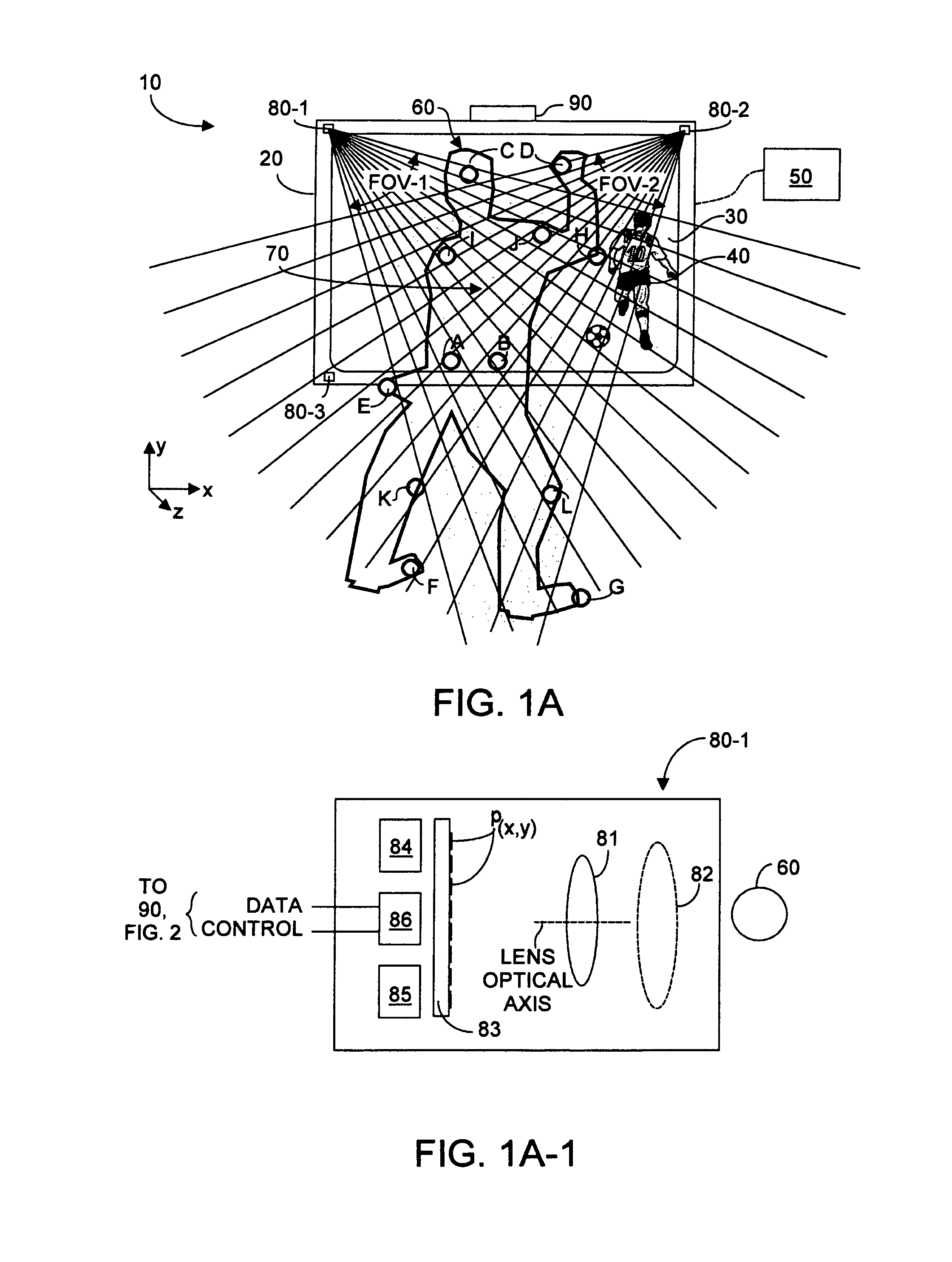 Two-dimensional method and system enabling three-dimensional user interaction with a device