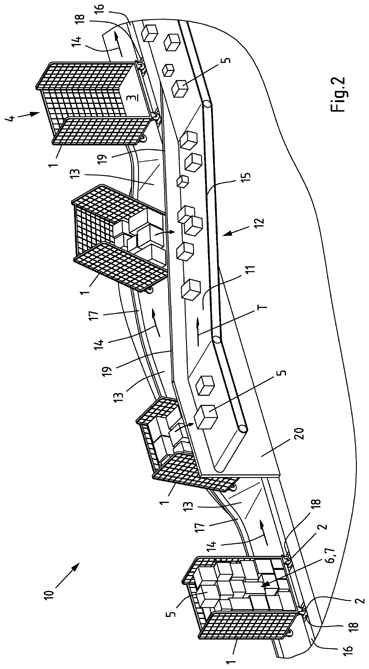 Method for unloading packages from a tipped container onto a conveyor belt