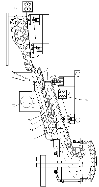 Continuous feeding device for electric arc furnace preheated by flue gases
