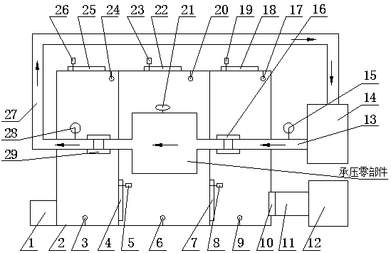 Method and device for testing the tightness of pressure-bearing components in low-temperature environments