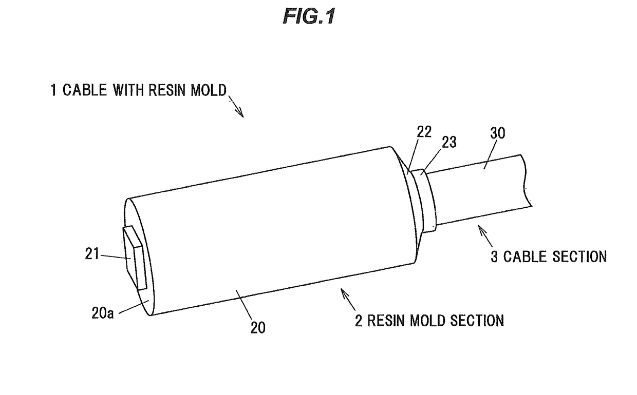 Producing method for cable with resin mold