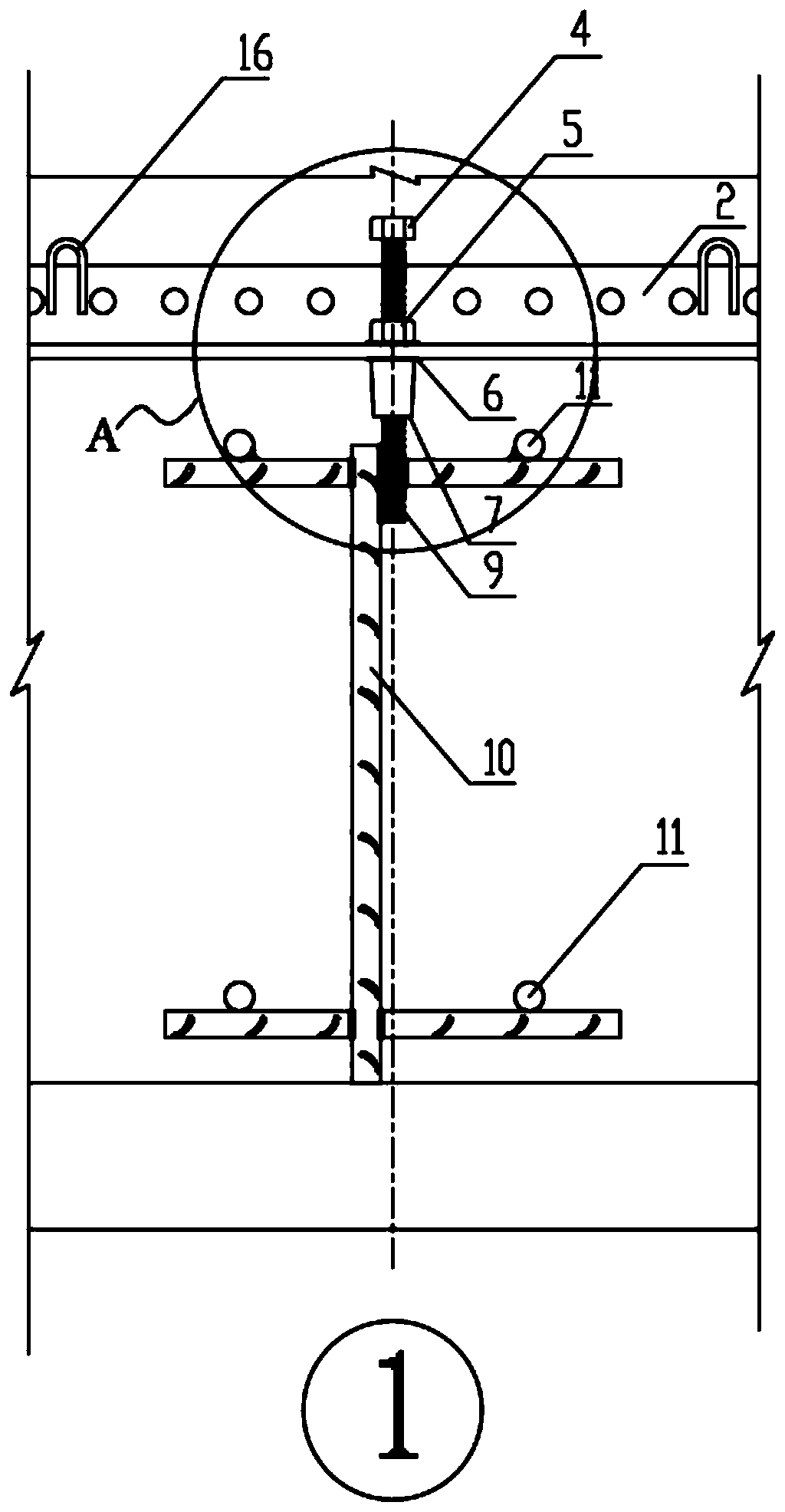 Cast-in-place concrete plus axillary wall aluminum alloy chamfering formwork support and fixing device and method