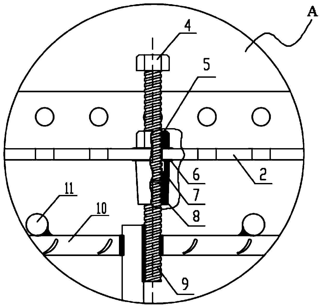 Cast-in-place concrete plus axillary wall aluminum alloy chamfering formwork support and fixing device and method