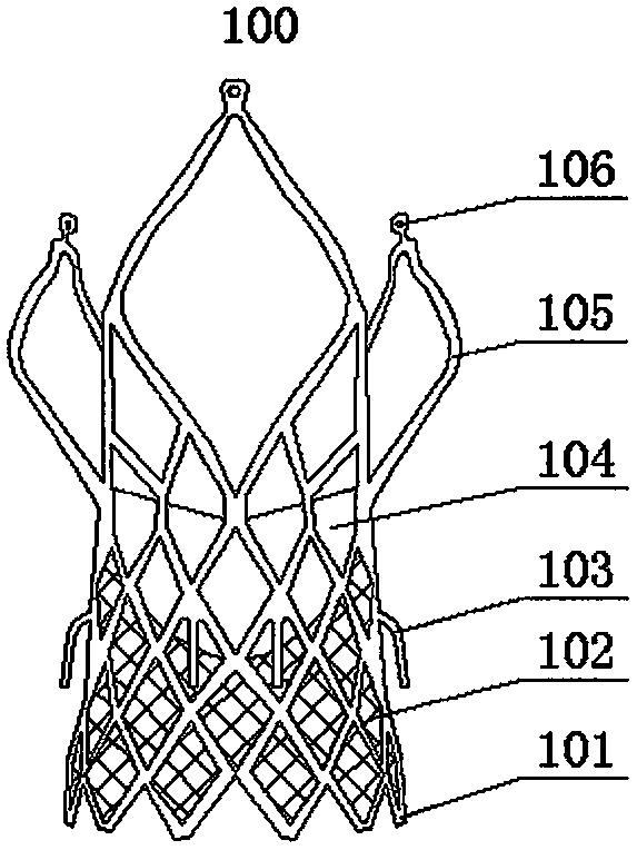 Aortic valve device conveyed by catheter