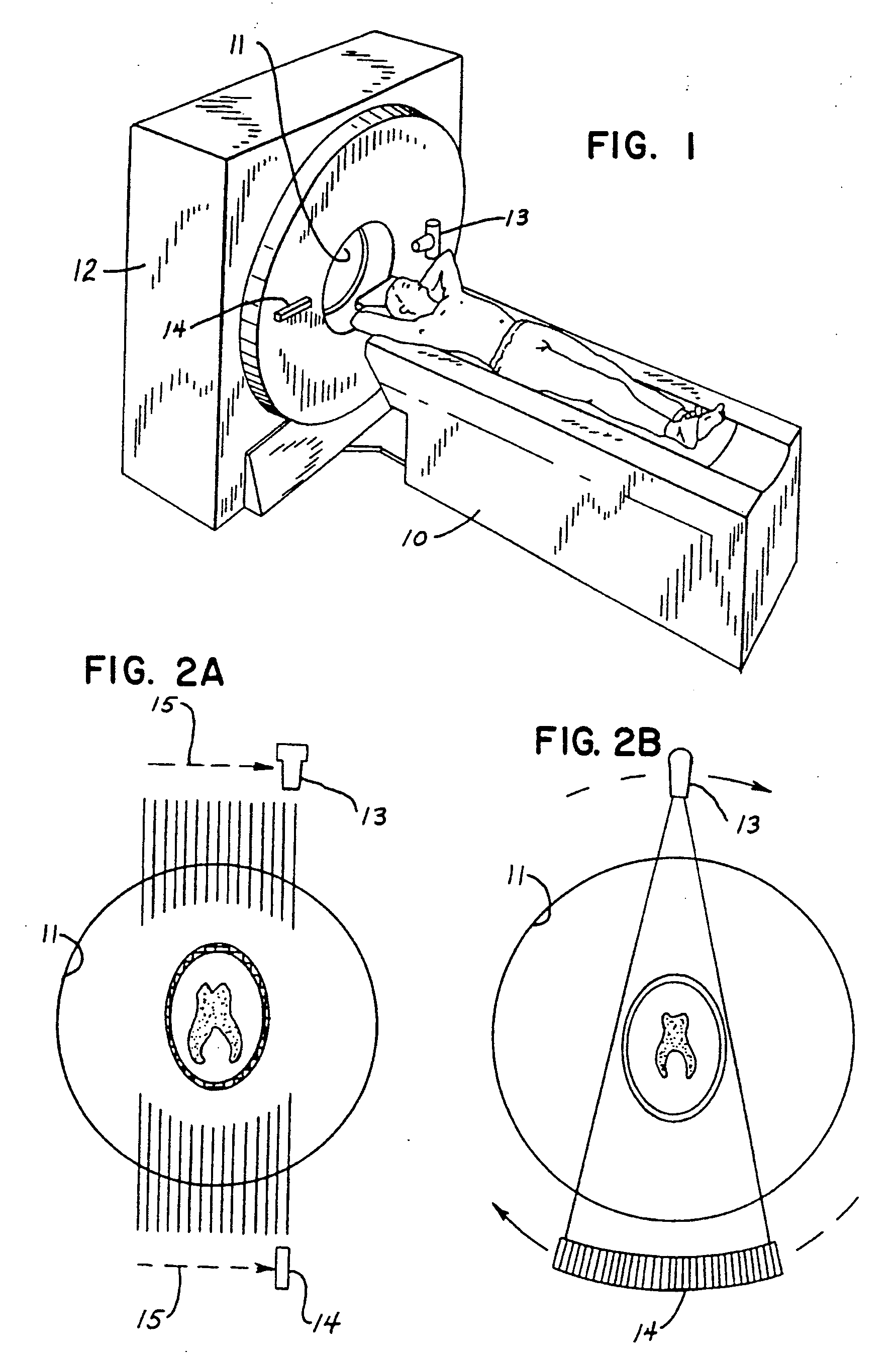 Calculation of additional projection data from projection data acquired with a divergent beam