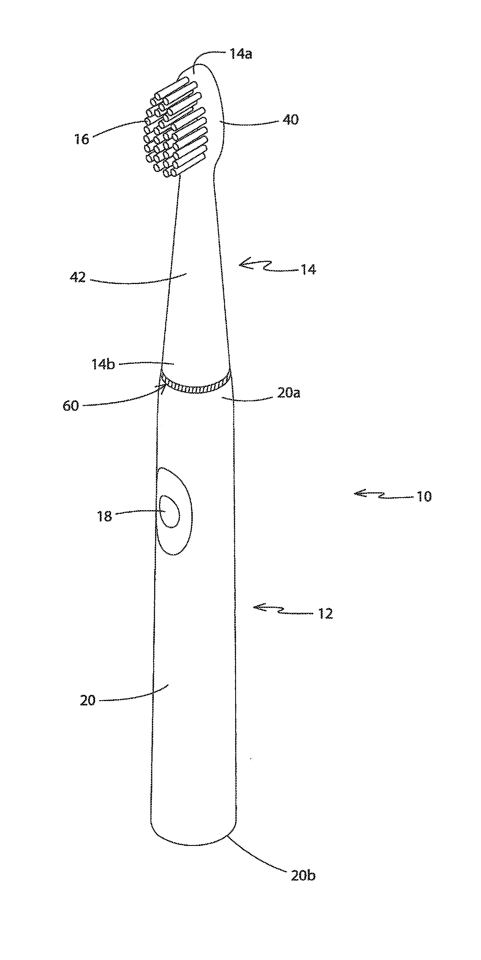 Vibrating toothbrush and a replaceable brush head for use with the same