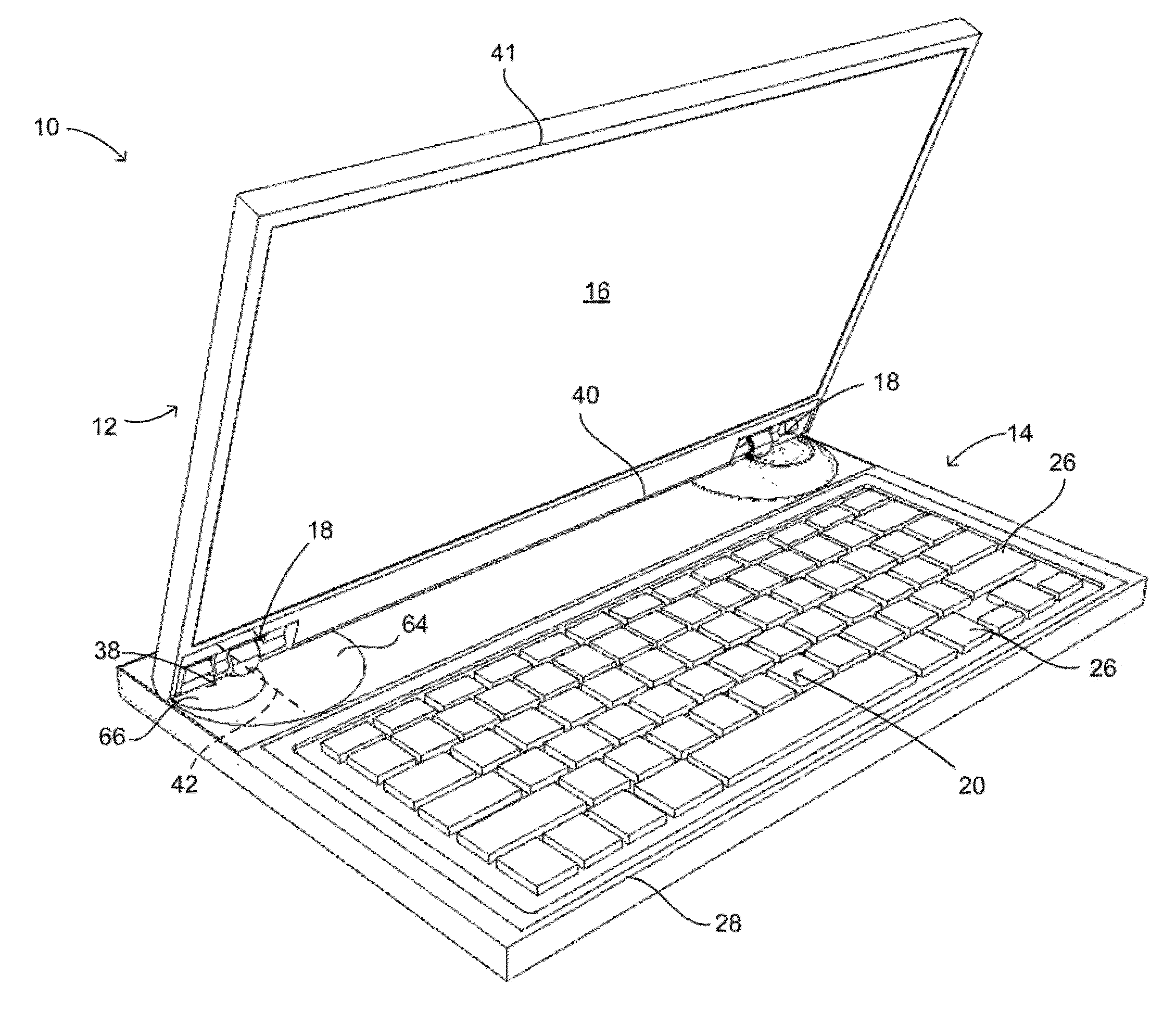 Coupling element for hinged electronic device