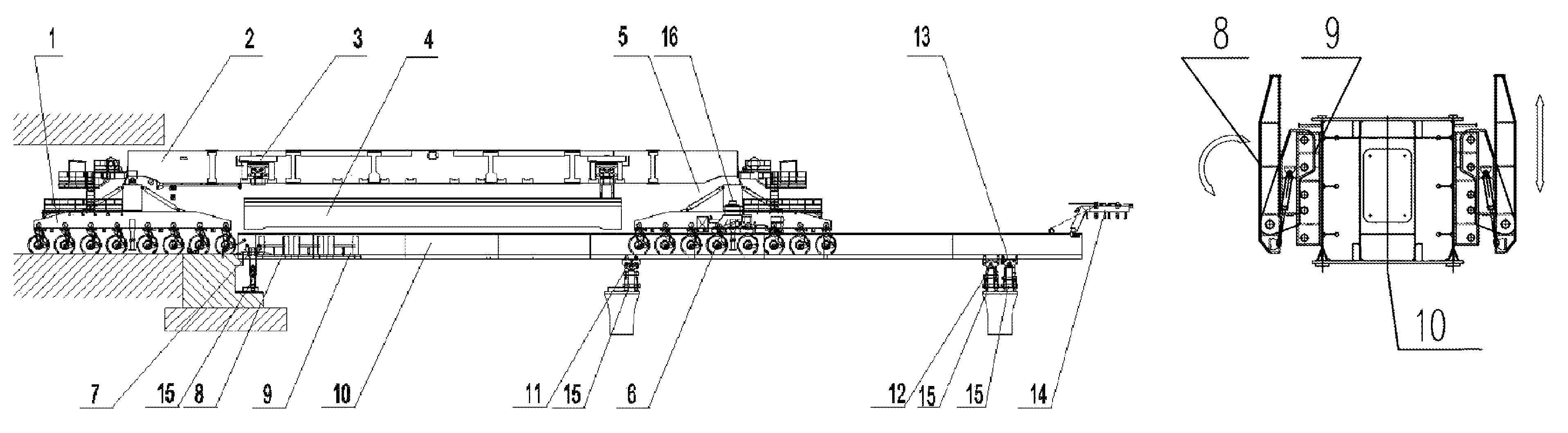 Transportation and erection integrated machine with displacement platforms and methods for erecting bridge using the same