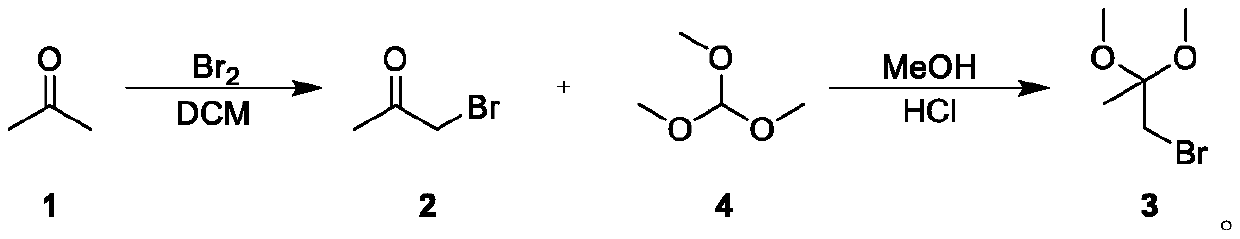 Novel method for synthesizing 1-bromo-2,2-dimethoxypropane