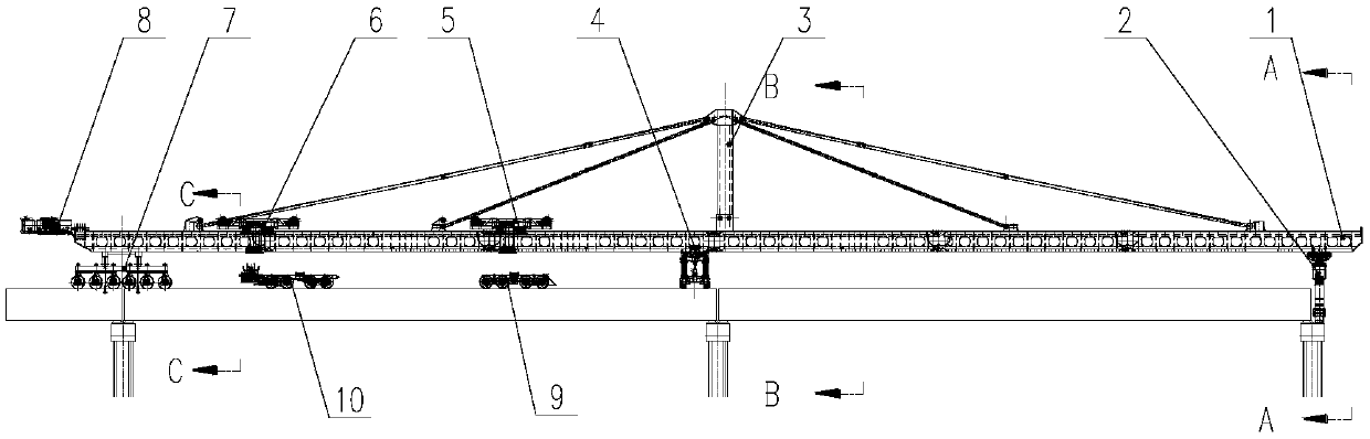 Total prefabricated pier, cushion cap and beam body prefabricated construction movable cantilever type bridge girder erection machine