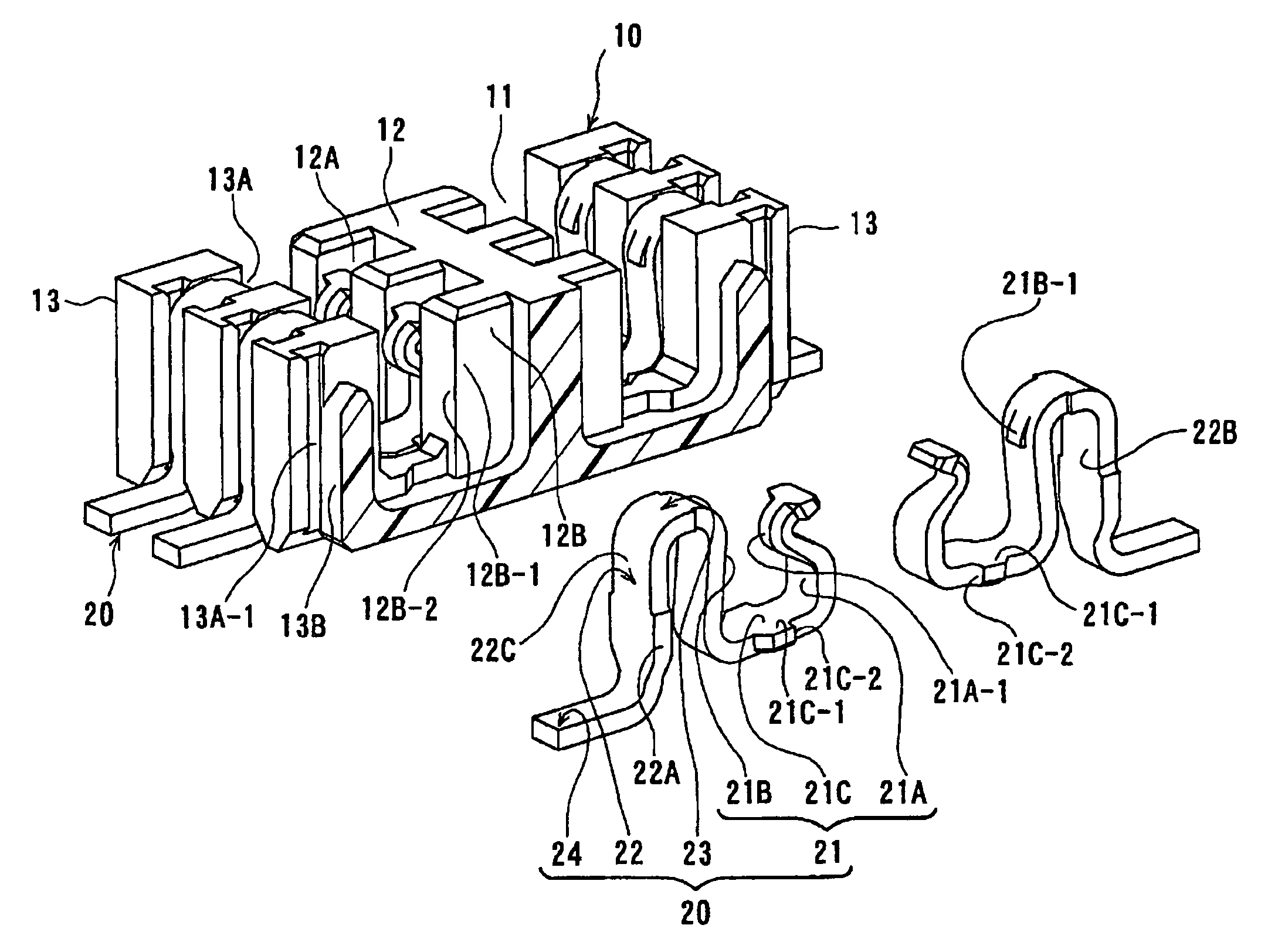 Electrical connector with regulating portion for regulating elastic deformation of terminal