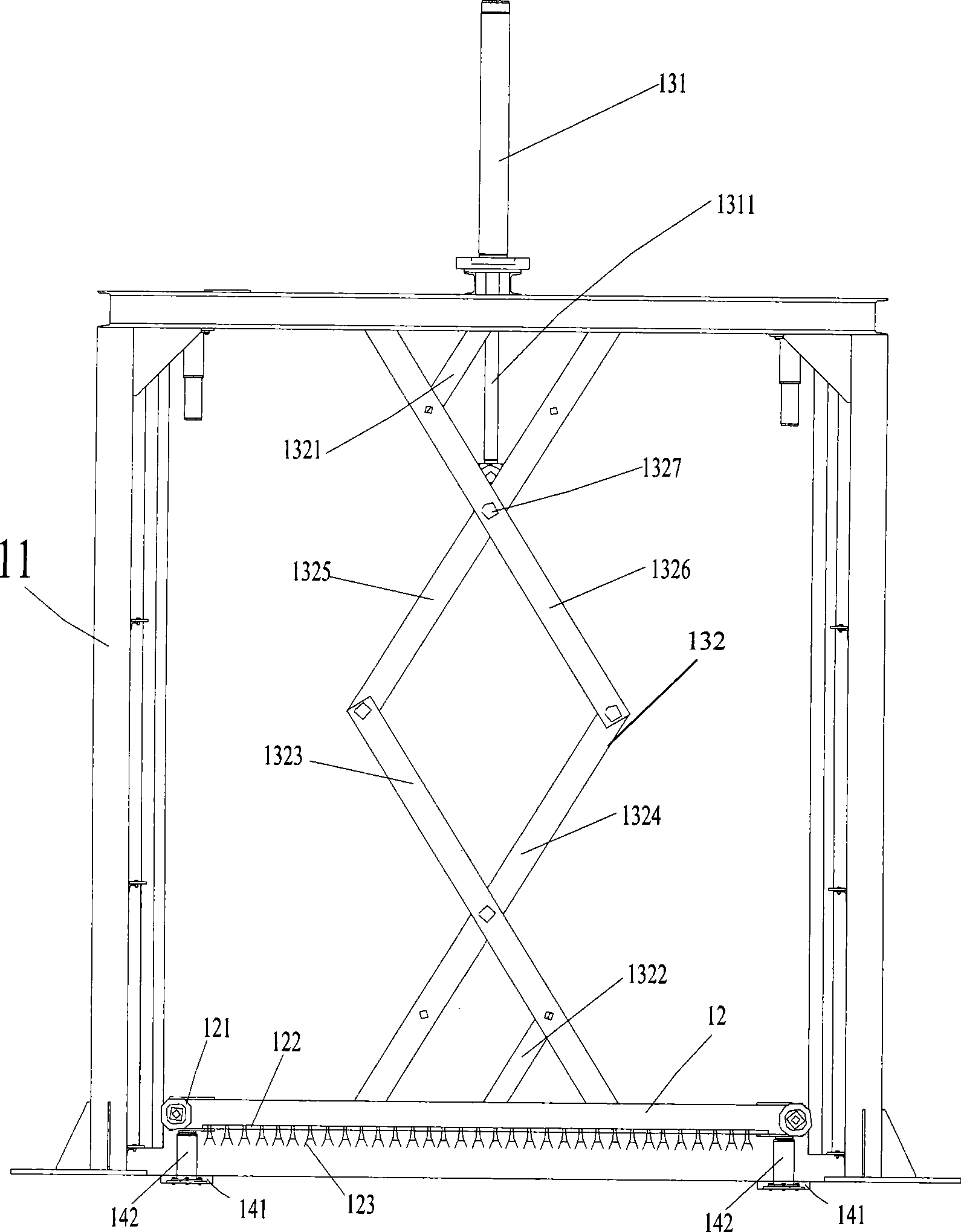 Device for automatically lacquering external case of frontend wall of shipping container