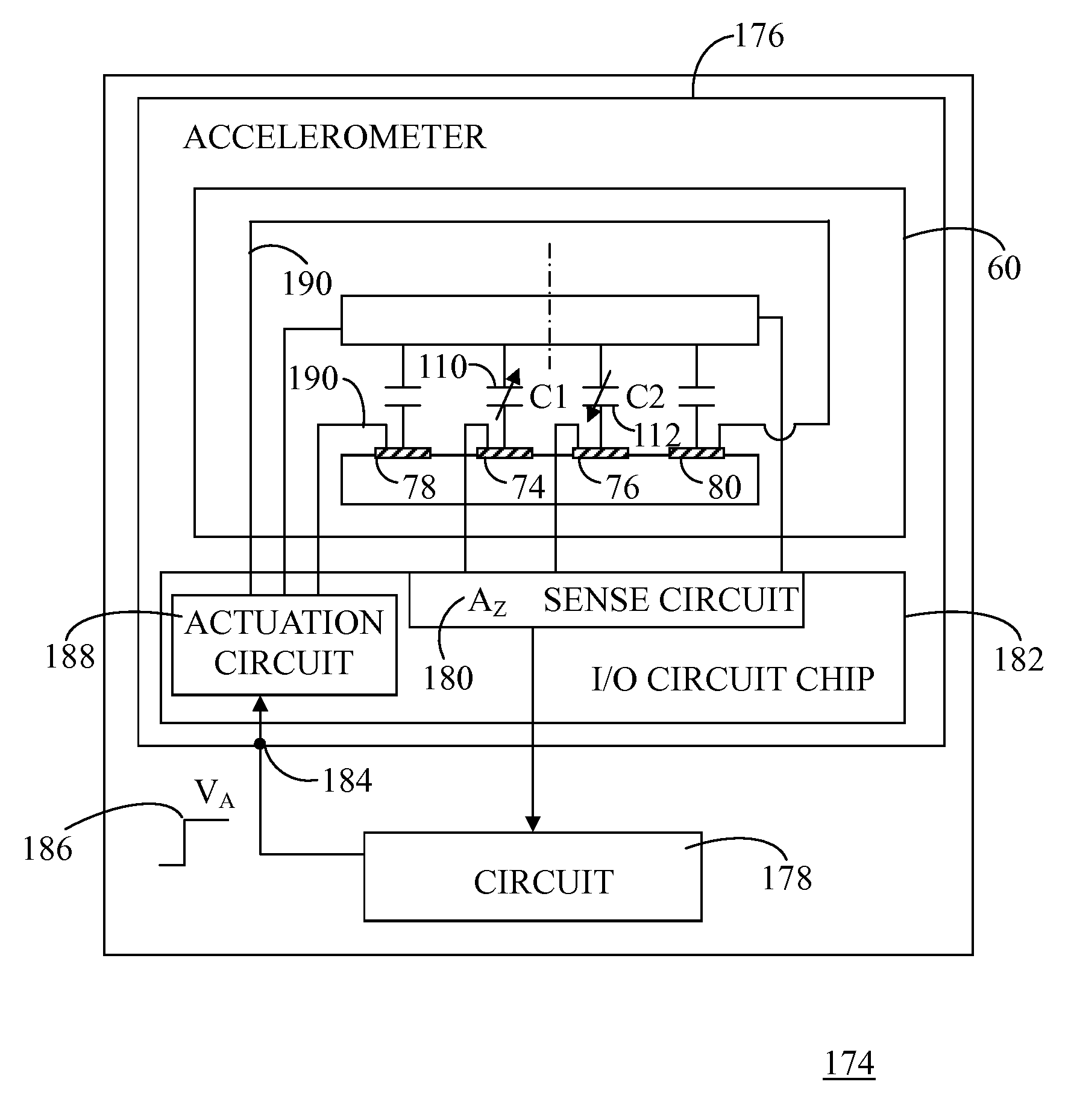 Symmetrical differential capacitive sensor and method of making same