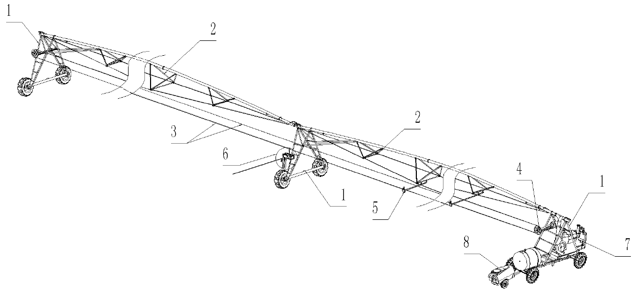 Movable pesticide spraying system of large sprinkling irrigation machine