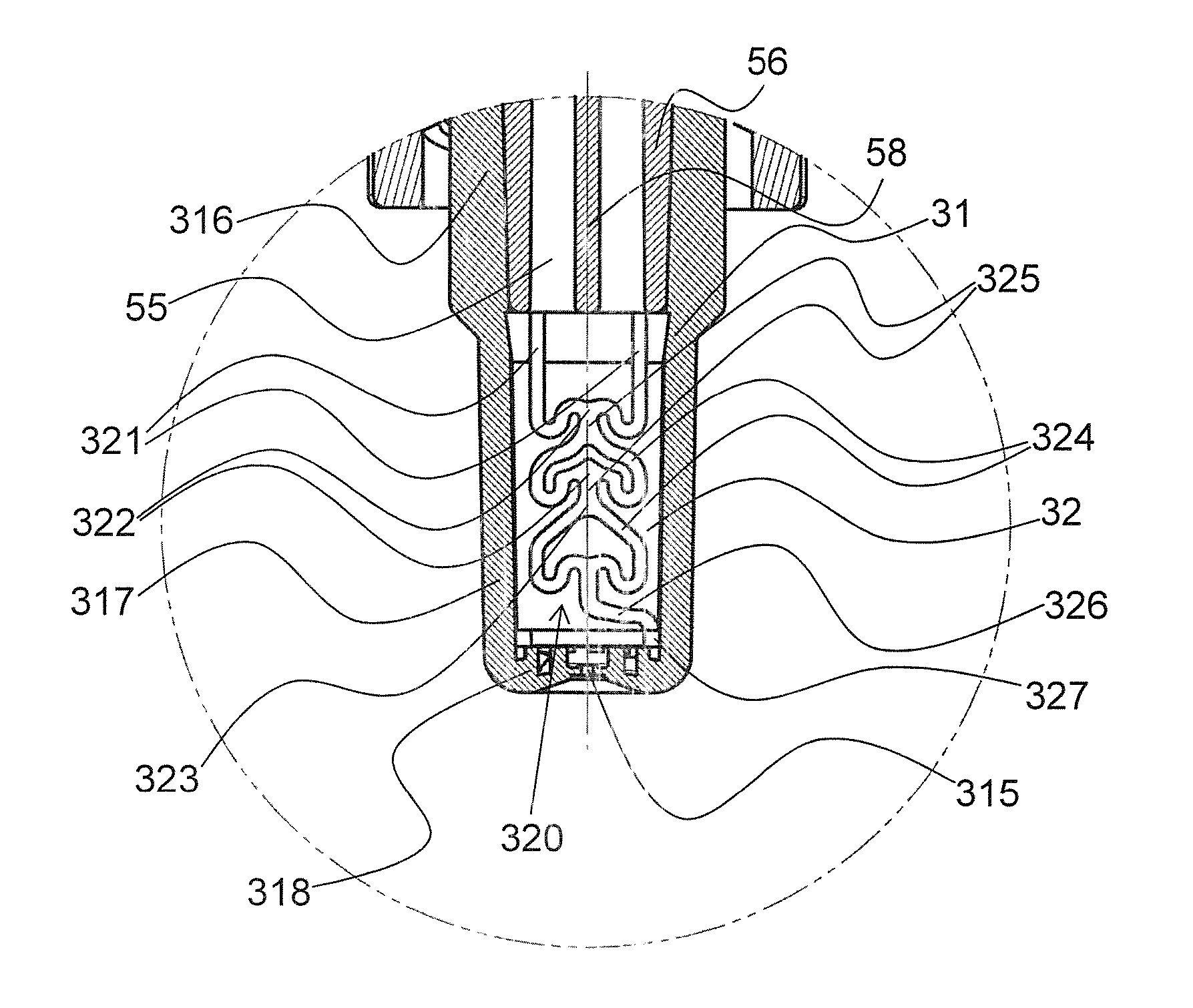 Mixing device for a discharge unit