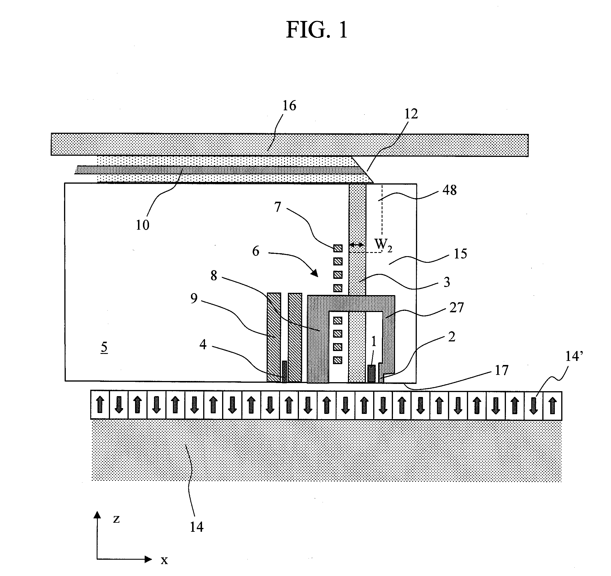 Head for thermal assisted magnetic recording device, and thermal assisted magnetic recording device