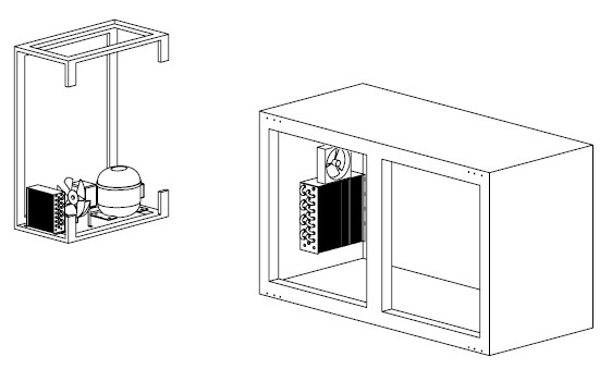 Front-installed integral refrigerating system module of horizontal refrigerator