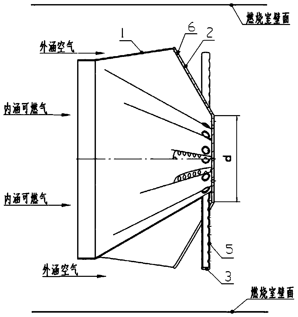 Mixing flame stabilizing device