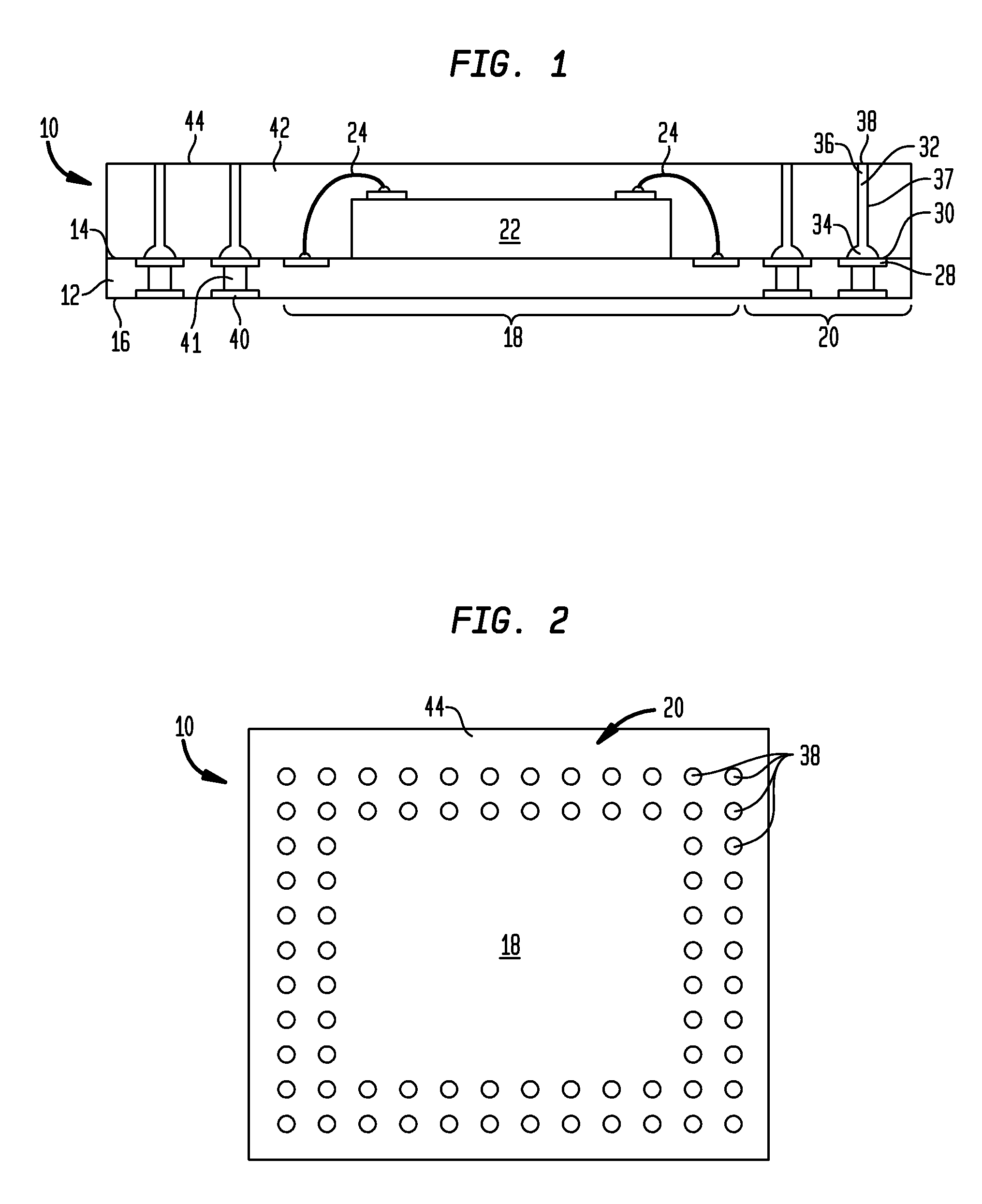 Package-on-package assembly with wire bonds to encapsulation surface